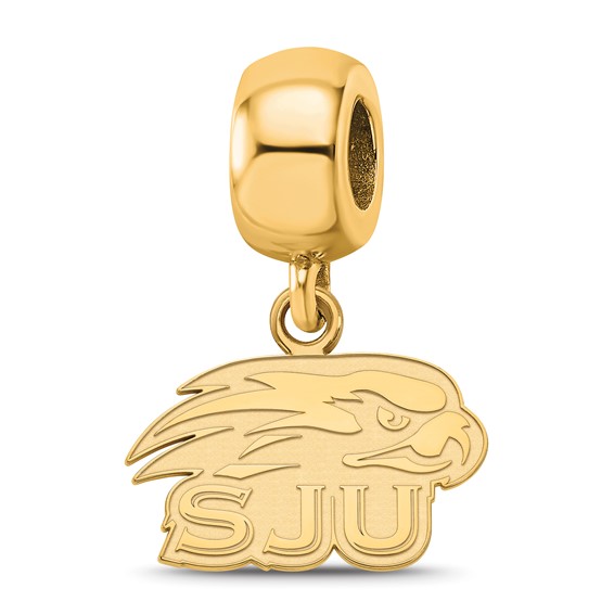 Sterling Silver Gold-plated LogoArt Saint Joseph's University Hawks Extra Small Dangle Bead Charm