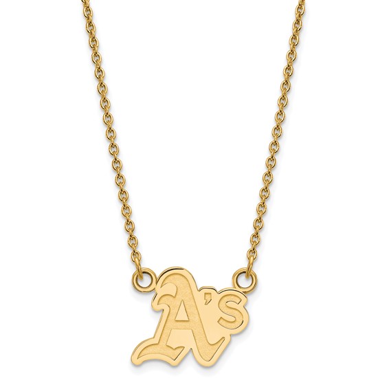 Sterling Silver Gold Plated Major League Baseball LogoArt Oakland Athletics Pendant Necklace