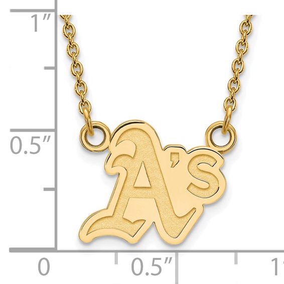 Sterling Silver Gold Plated Major League Baseball LogoArt Oakland Athletics Pendant Necklace