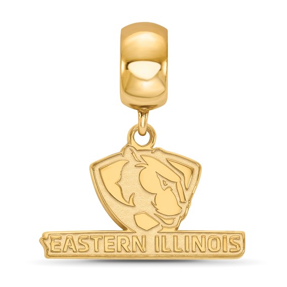 Sterling Silver Gold-plated LogoArt Eastern Illinois University Small Dangle Bead Charm