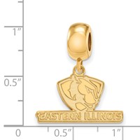 Sterling Silver Gold-plated LogoArt Eastern Illinois University Small Dangle Bead Charm view 2