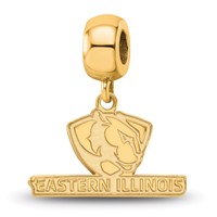 Sterling Silver Gold-plated LogoArt Eastern Illinois University Small Dangle Bead Charm view 1
