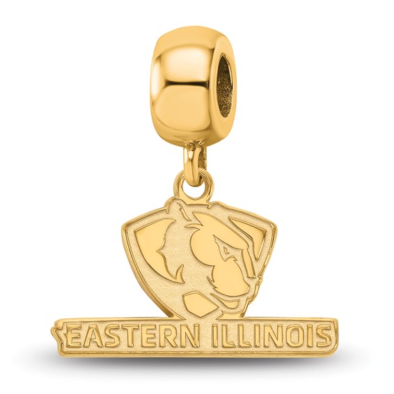 Sterling Silver Gold-plated LogoArt Eastern Illinois University Small Dangle Bead Charm