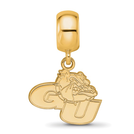 Sterling Silver Gold-plated LogoArt Gonzaga University G-U Bulldog Small Dangle Bead Charm