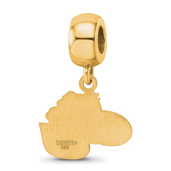 Sterling Silver Gold-plated LogoArt Gonzaga University G-U Bulldog Small Dangle Bead Charm