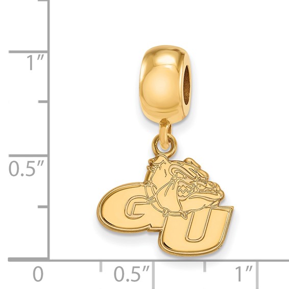 Sterling Silver Gold-plated LogoArt Gonzaga University G-U Bulldog Small Dangle Bead Charm