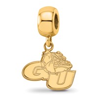 Sterling Silver Gold-plated LogoArt Gonzaga University G-u Bulldog Small Dangle Bead Charm view 1