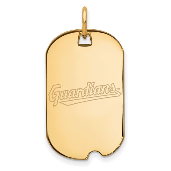 10k Gold Major League Baseball LogoArt Cleveland Guardians Small Dog Tag Pendant