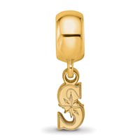 Sterling Silver Gold Plated Major League Baseball LogoArt Seattle Mariners Dangle Bead view 4