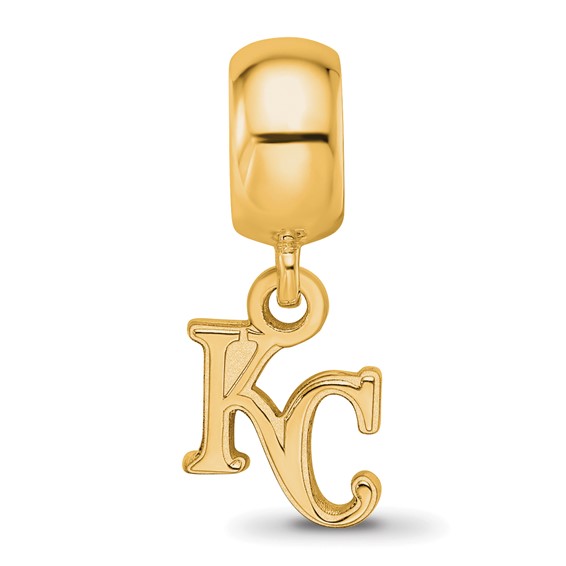 Sterling Silver Gold Plated Major League Baseball LogoArt Kansas City Royals Dangle Bead