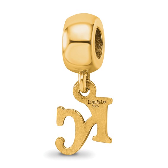 Sterling Silver Gold Plated Major League Baseball LogoArt Kansas City Royals Dangle Bead