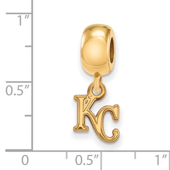 Sterling Silver Gold Plated Major League Baseball LogoArt Kansas City Royals Dangle Bead