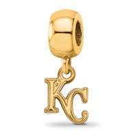 Sterling Silver Gold Plated Major League Baseball LogoArt Kansas City Royals Dangle Bead view 1