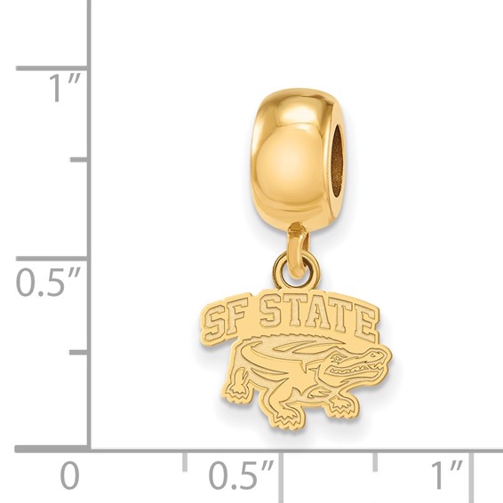 Sterling Silver Gold-plated LogoArt San Francisco State University Extra Small Dangle Bead Charm