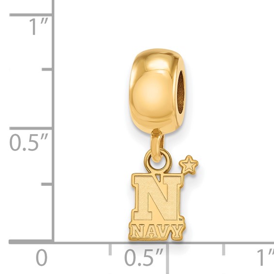 Sterling Silver Gold-plated LogoArt US Naval Academy Extra Small Dangle Bead Charm