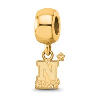 Sterling Silver Gold-plated LogoArt US Naval Academy Extra Small Dangle Bead Charm view 1