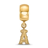 Sterling Silver Gold Plated Major League Baseball LogoArt Los Angeles Angels Dangle Bead view 3