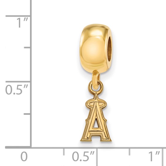 Sterling Silver Gold Plated Major League Baseball LogoArt Los Angeles Angels Dangle Bead