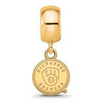 Sterling Silver Gold Plated Major League Baseball LogoArt Milwaukee Brewers Dangle Bead view 4