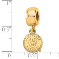 Sterling Silver Gold Plated Major League Baseball LogoArt Milwaukee Brewers Dangle Bead view 3