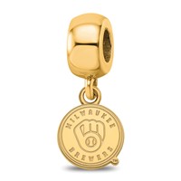 Sterling Silver Gold Plated Major League Baseball LogoArt Milwaukee Brewers Dangle Bead view 1