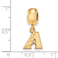 Sterling Silver Gold Plated Major League Baseball LogoArt Arizona Diamondbacks Dangle Bead view 3