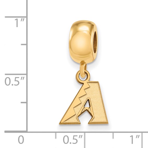 Sterling Silver Gold Plated Major League Baseball LogoArt Arizona Diamondbacks Dangle Bead