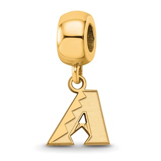 Sterling Silver Gold Plated Major League Baseball LogoArt Arizona Diamondbacks Dangle Bead
