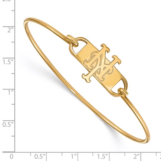 Sterling Silver Gold Plated Major League Baseball LogoArt New York Mets N-Y Wire Bangle