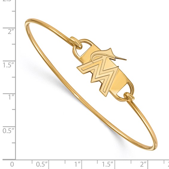 Sterling Silver Gold Plated Major League Baseball LogoArt Miami Marlins Wire Bangle