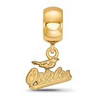 Sterling Silver Gold Plated Major League Baseball LogoArt Baltimore Orioles Extra Small Dangle Bead view 3