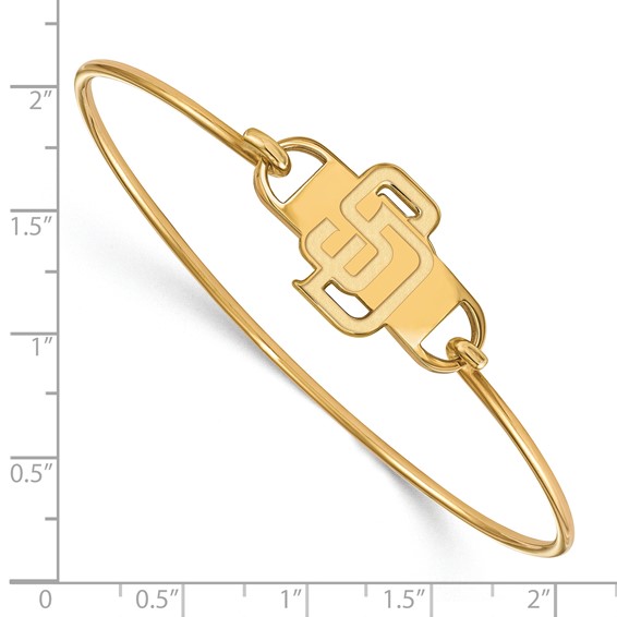 Sterling Silver Gold Plated Major League Baseball LogoArt San Diego Padres S-D Wire Bangle