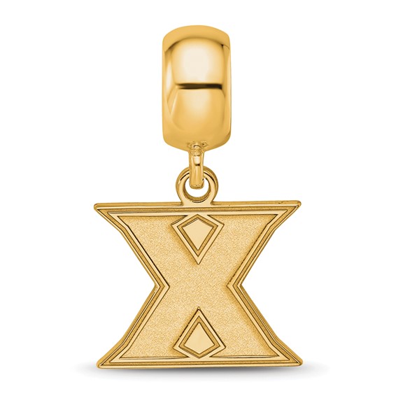 Sterling Silver Gold-plated LogoArt Xavier University Letter X Small Dangle Bead Charm