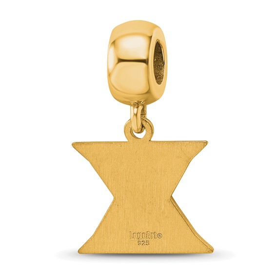 Sterling Silver Gold-plated LogoArt Xavier University Letter X Small Dangle Bead Charm