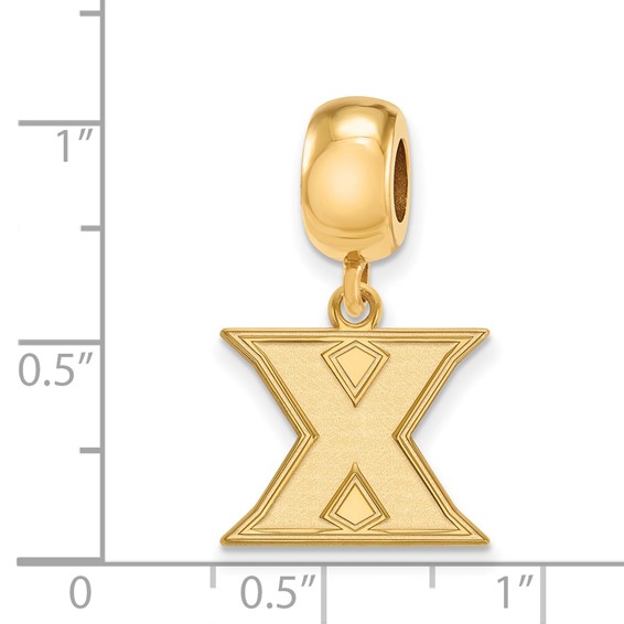Sterling Silver Gold-plated LogoArt Xavier University Letter X Small Dangle Bead Charm