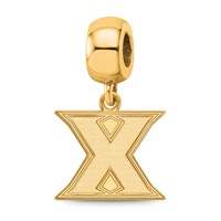 Sterling Silver Gold-plated LogoArt Xavier University Letter X Small Dangle Bead Charm view 1