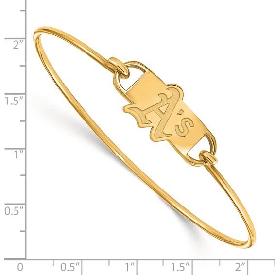 Sterling Silver Gold Plated Major League Baseball LogoArt Oakland Athletics Wire Bangle