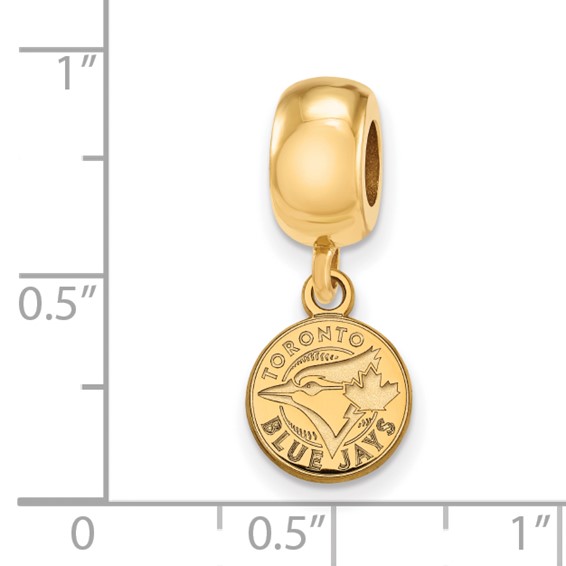 Sterling Silver Gold Plated Major League Baseball LogoArt Toronto Blue Jays Dangle Bead