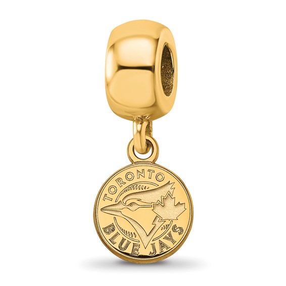 Sterling Silver Gold Plated Major League Baseball LogoArt Toronto Blue Jays Dangle Bead