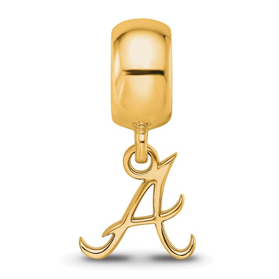 Sterling Silver Gold Plated Major League Baseball LogoArt Atlanta Braves Dangle Bead