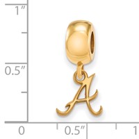 Sterling Silver Gold Plated Major League Baseball LogoArt Atlanta Braves Dangle Bead view 3