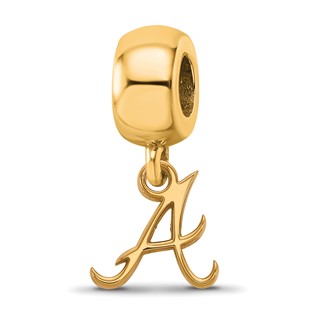 Sterling Silver Gold Plated Major League Baseball LogoArt Atlanta Braves Dangle Bead