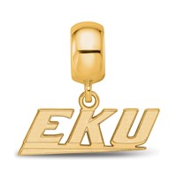 Sterling Silver Gold-plated LogoArt Eastern Kentucky University E-k-u Extra Small Dangle Bead Charm view 4