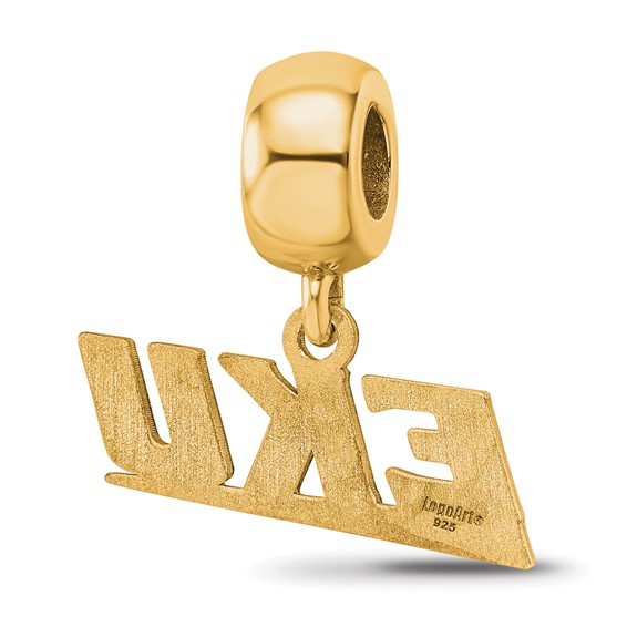 Sterling Silver Gold-plated LogoArt Eastern Kentucky University E-K-U Extra Small Dangle Bead Charm