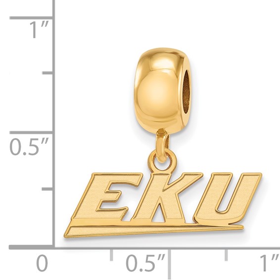 Sterling Silver Gold-plated LogoArt Eastern Kentucky University E-K-U Extra Small Dangle Bead Charm