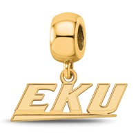 Sterling Silver Gold-plated LogoArt Eastern Kentucky University E-k-u Extra Small Dangle Bead Charm view 1