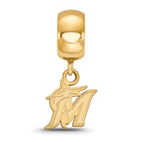 Sterling Silver Gold Plated Major League Baseball LogoArt Miami Marlins Dangle Bead view 2