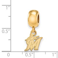 Sterling Silver Gold Plated Major League Baseball LogoArt Miami Marlins Dangle Bead view 3
