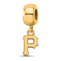 Sterling Silver Gold Plated Major League Baseball LogoArt Pittsburgh Pirates Dangle Bead view 1