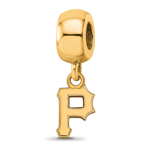 Sterling Silver Gold Plated Major League Baseball LogoArt Pittsburgh Pirates Dangle Bead